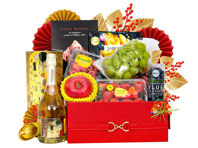 CNY Gift Hamper - New Year Gourmet Champagne Fruit Gift Baskets FH239 - CH21129B7 Photo